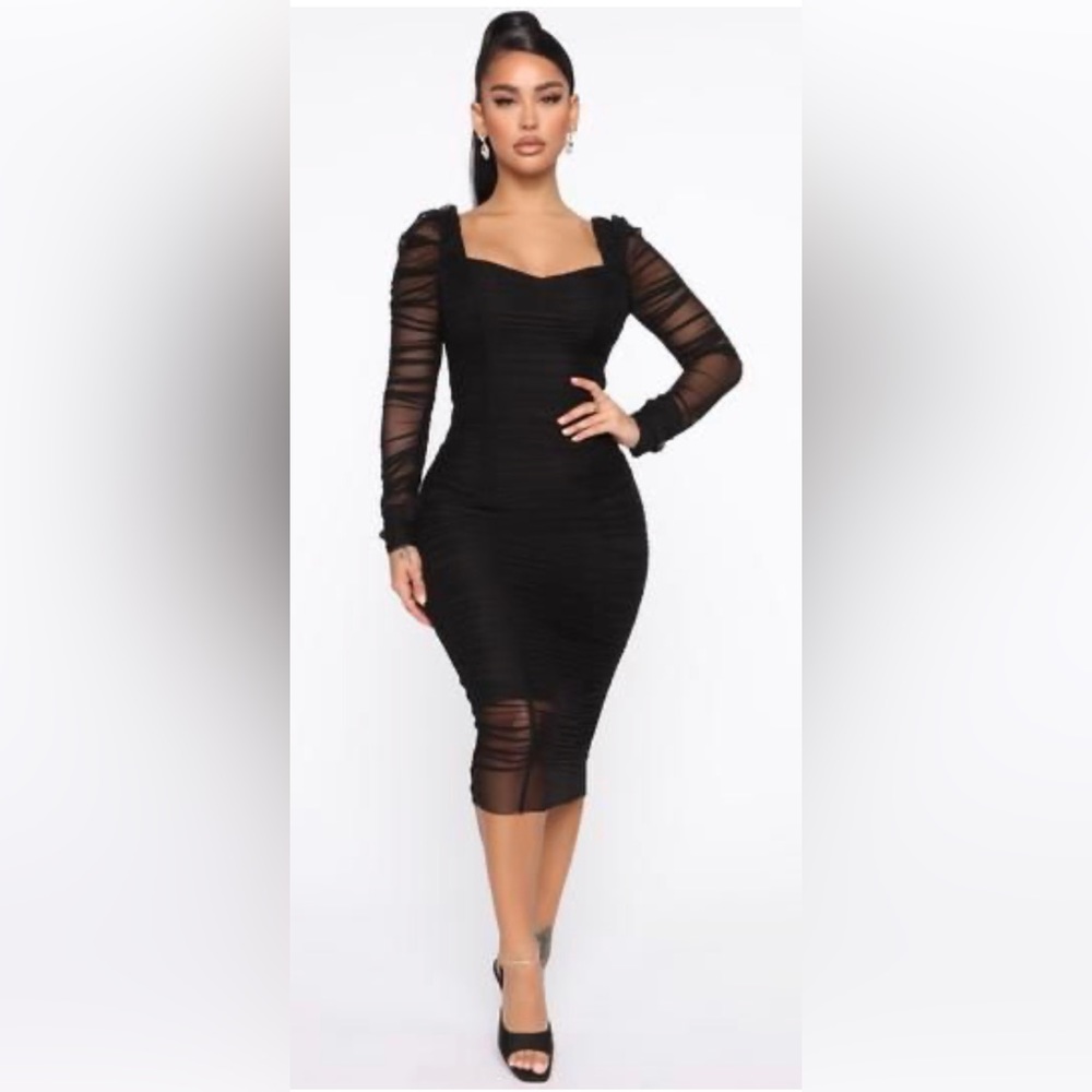 Fashion Nova Black Long Sleeve Dress